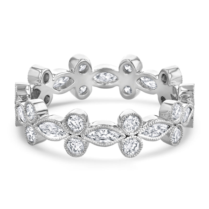 Marquise and Round Floral Eternity Band - R&R Jewelers 