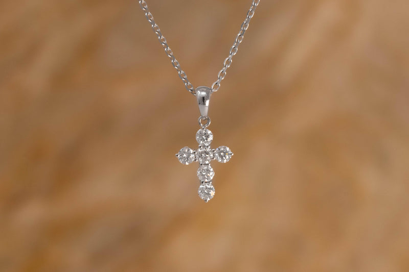Round Brilliant Diamond Cross, 0.42 Carats - R&R Jewelers 