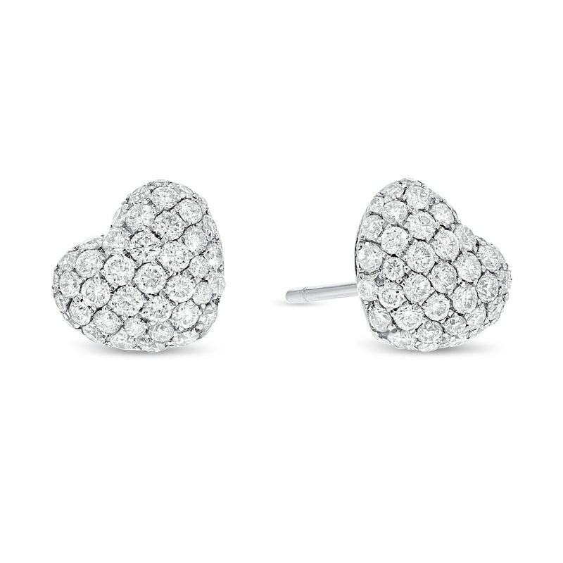 Diamond Heart Stud Earrings - R&R Jewelers 