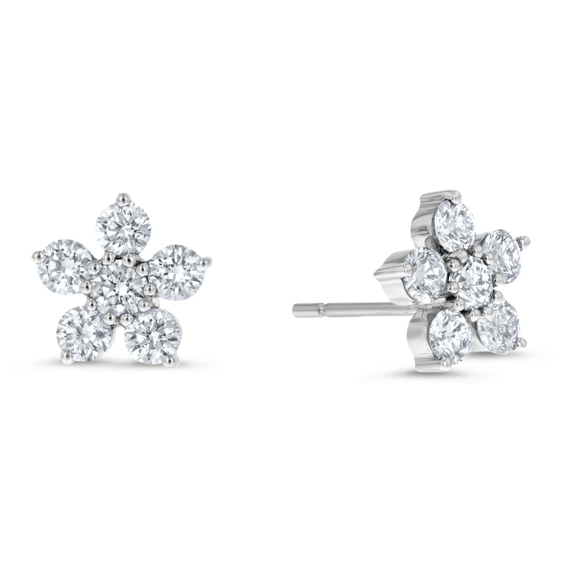 Diamond Flower Stud Earrings - R&R Jewelers 