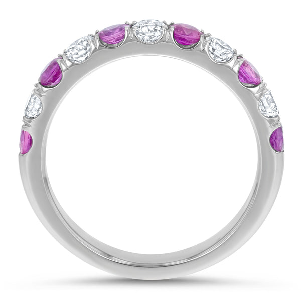 Alternating Diamond and Pink Sapphire Ring - R&R Jewelers 