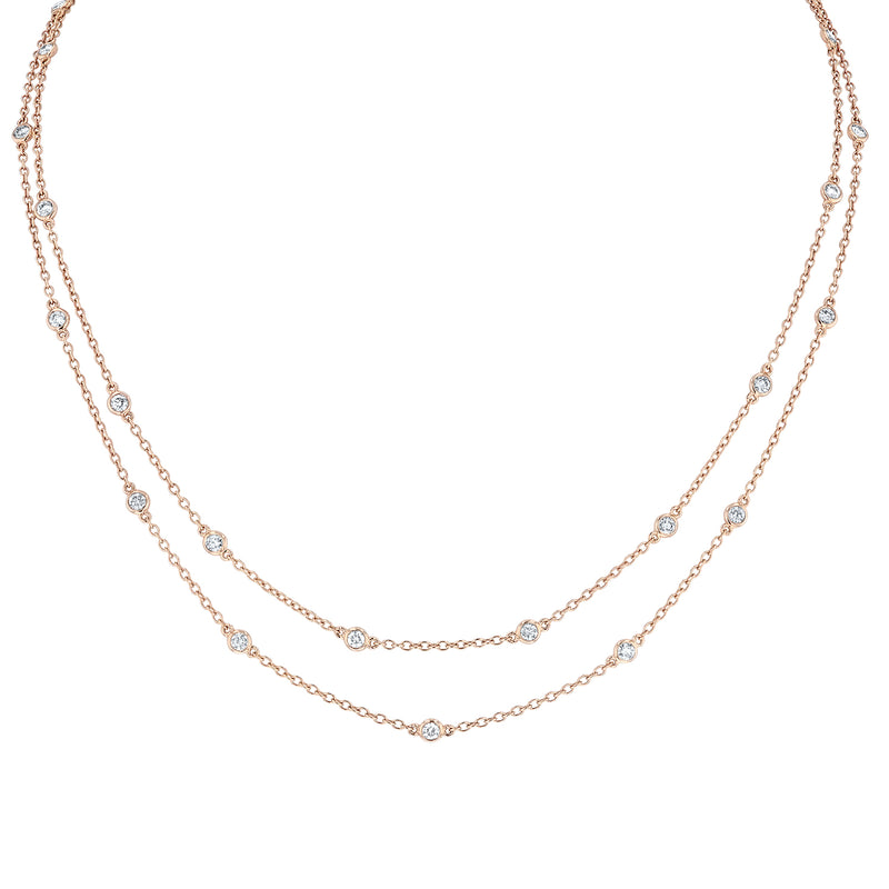 Bezel Set Diamond Station Necklace - R&R Jewelers 