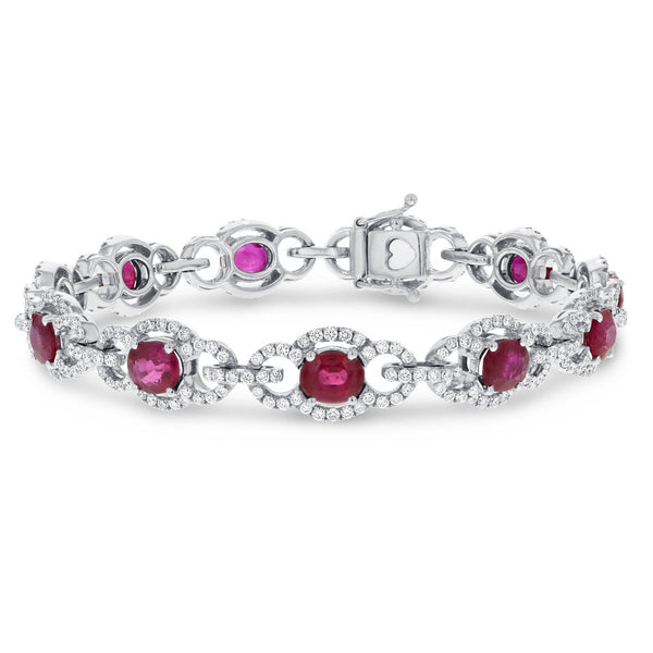Diamond and Ruby Link Bracelet - R&R Jewelers 