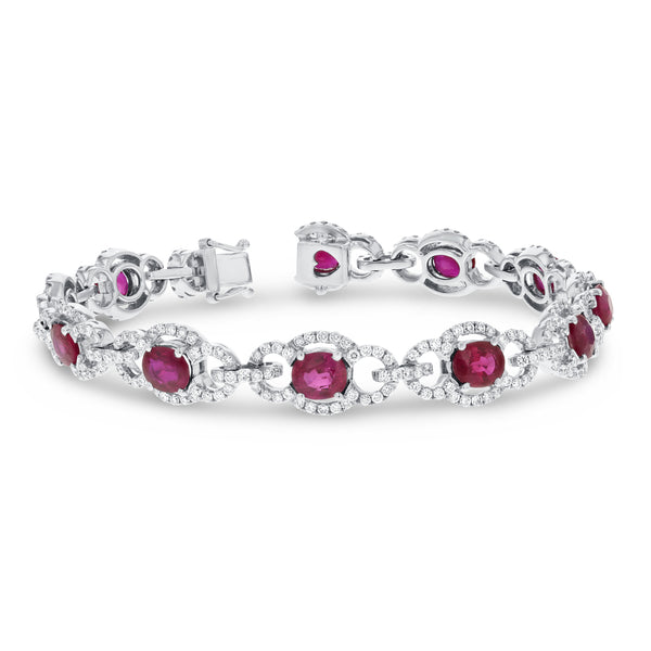 Diamond and Ruby Link Bracelet - R&R Jewelers 