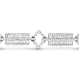 Baguette and Round Diamond Fancy Link Bracelet - R&R Jewelers 