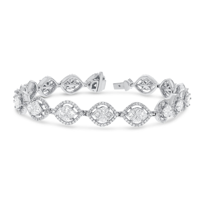 Diamond Halo Link Bracelet - R&R Jewelers 