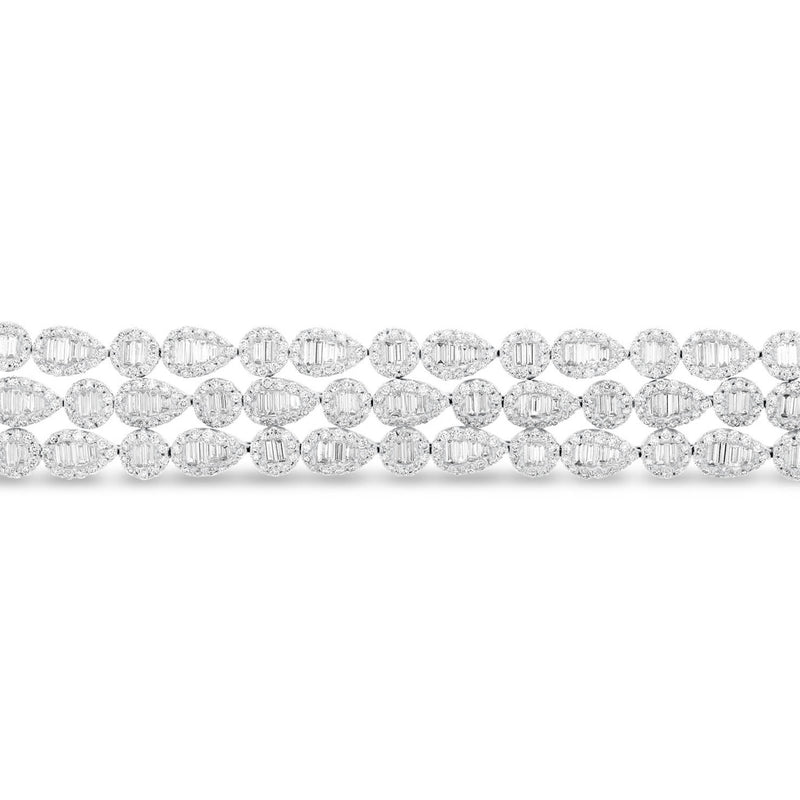 Three Row Diamond Baguette Bracelet - R&R Jewelers 