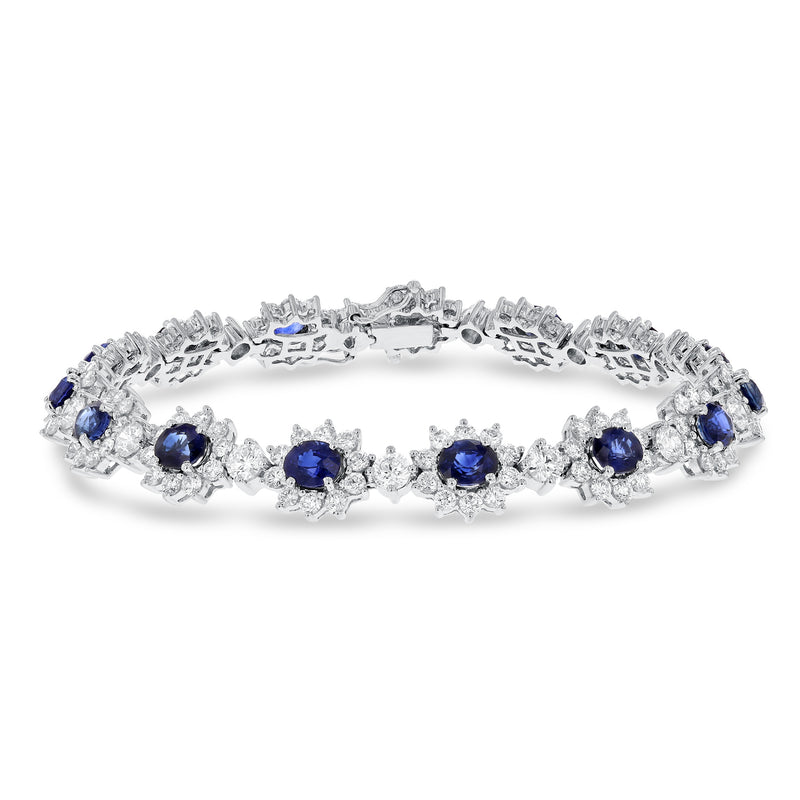 Diamond and Sapphire Halo Bracelet - R&R Jewelers 