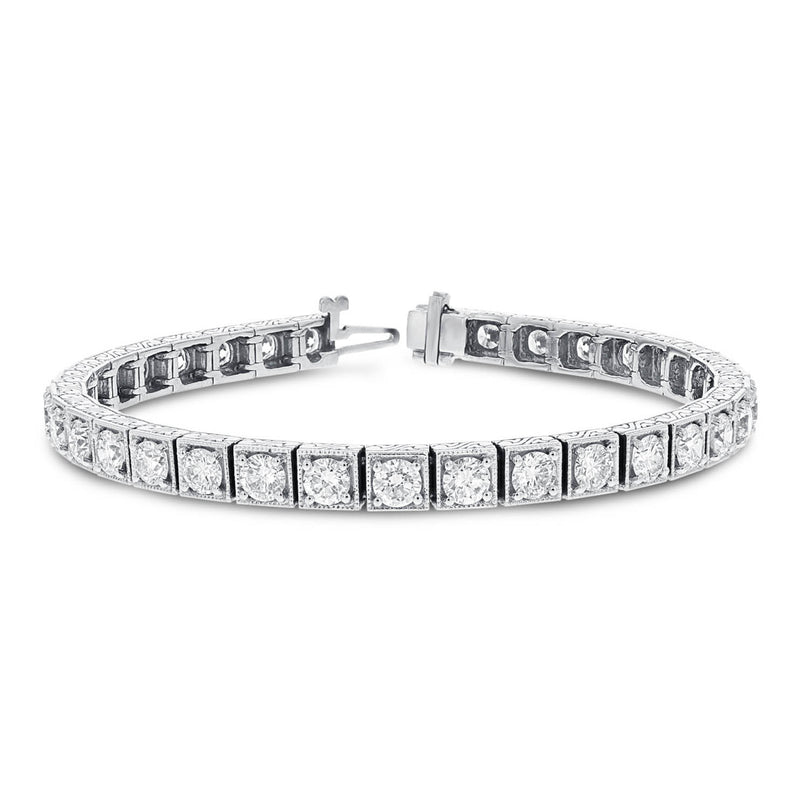 Round Brilliant Diamond Tennis Bracelet 8.09 Carats - R&R Jewelers 