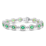 Diamond Halo and Emerald Bracelet - R&R Jewelers 