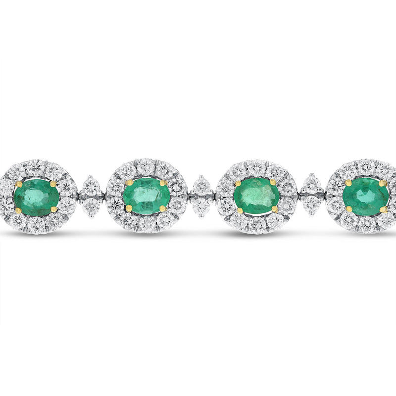 Diamond Halo and Emerald Bracelet - R&R Jewelers 