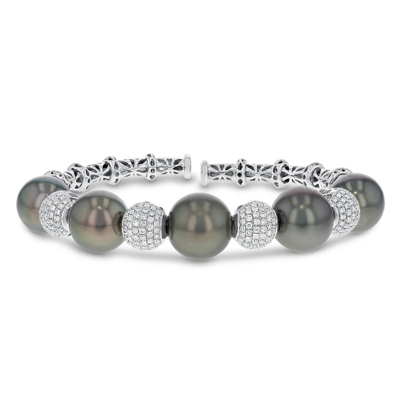 Diamond and Pearl Cuff Bangle - R&R Jewelers 