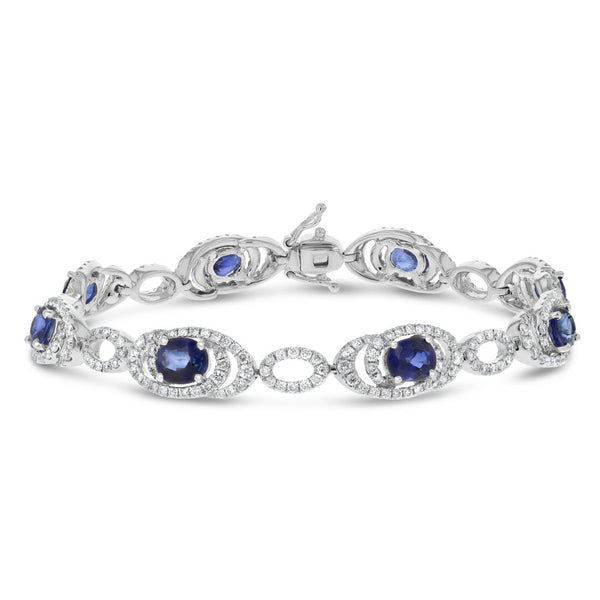Diamond and Sapphire Link Bracelet - R&R Jewelers 