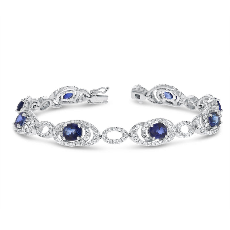 Diamond and Sapphire Link Bracelet - R&R Jewelers 