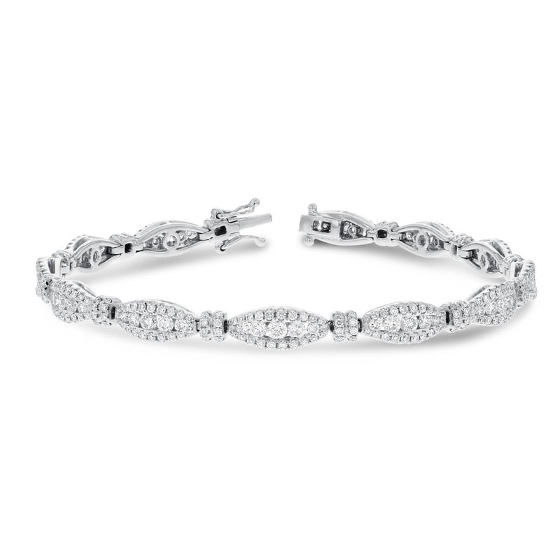 18K White Gold Diamond Bracelet, 3.39 Carats - R&R Jewelers 
