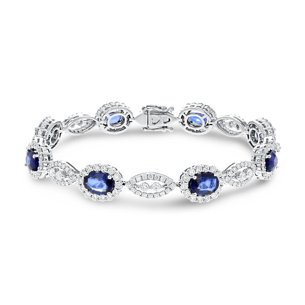 Oval Sapphire and Diamond Bracelet - R&R Jewelers 