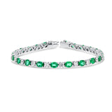 Oval Emerald and Alternating Diamond Bracelet - R&R Jewelers 