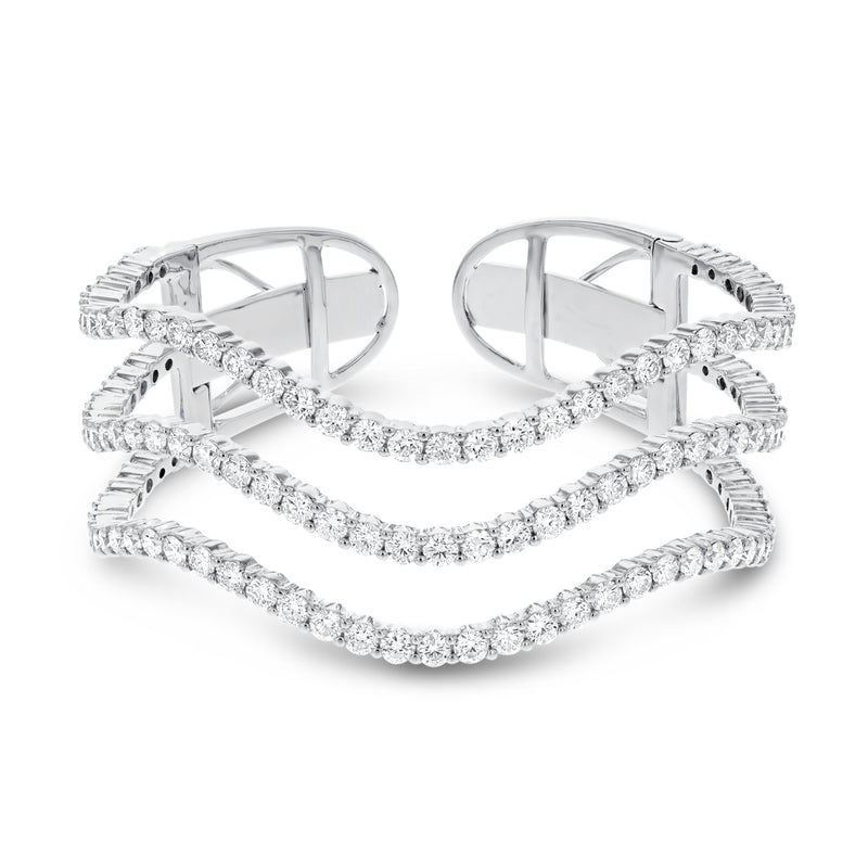 18K White Gold Diamond Bangle, 10.40 Carats - R&R Jewelers 