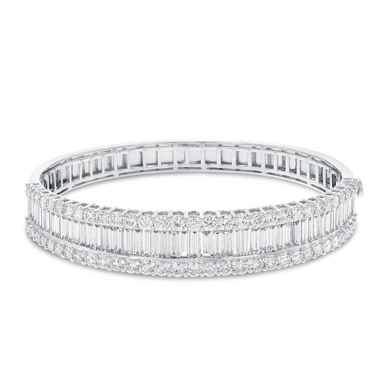 Round and Baguette Diamond Bangle - R&R Jewelers 