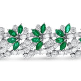 Marquise Emerald and Diamond Floral Bracelet - R&R Jewelers 