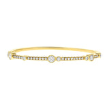 Round Brilliant Alternating Bezel Set Diamond Bangle - R&R Jewelers 