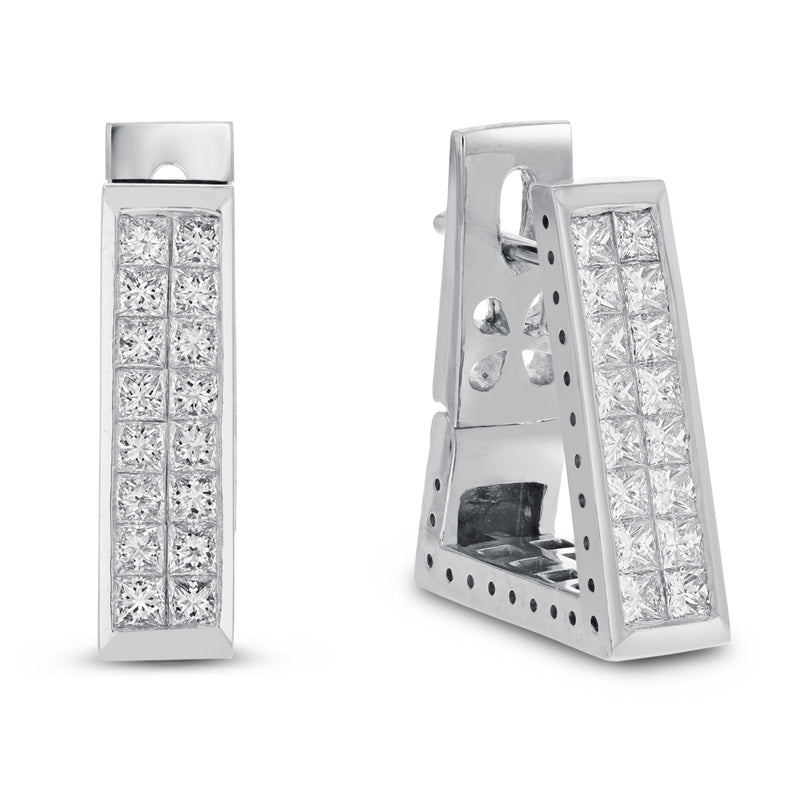 Invisible Set Diamond Earrings, 2.01 Carats - R&R Jewelers 