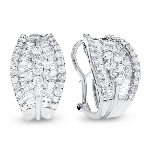18K White Gold Diamond Earrings, 3.75 Carats - R&R Jewelers 