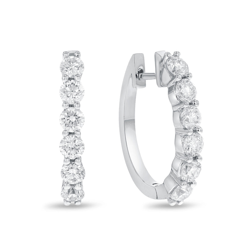 Shared Prong Diamond Huggie Earrings - R&R Jewelers 