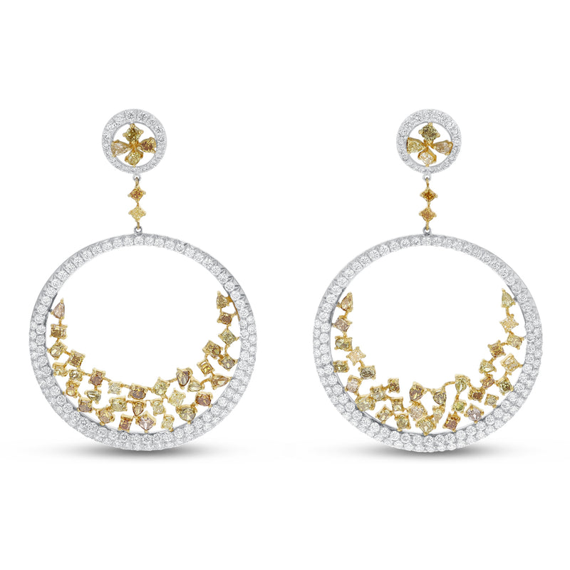 Fancy Diamond Chandelier Earrings, 14.19 Carats - R&R Jewelers 