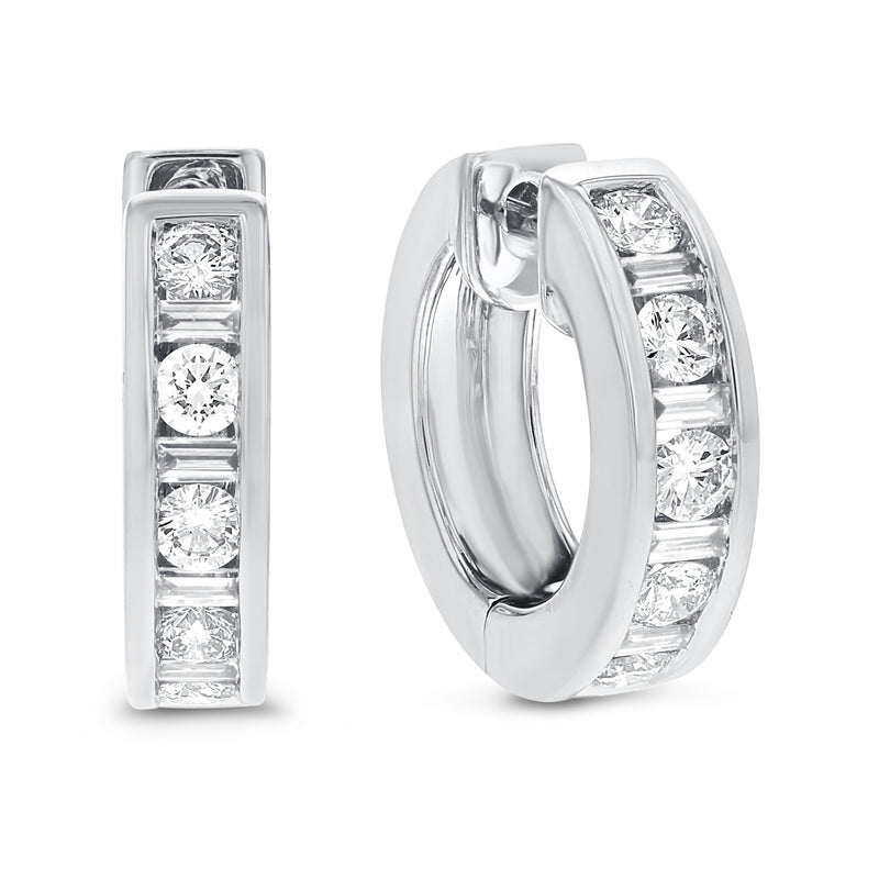 Channel Set Diamond Huggie Earrings - R&R Jewelers 
