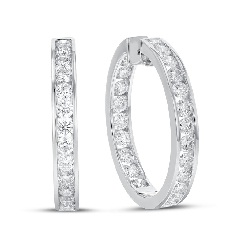 Channel Set Inside Out Diamond Hoop Earrings - R&R Jewelers 