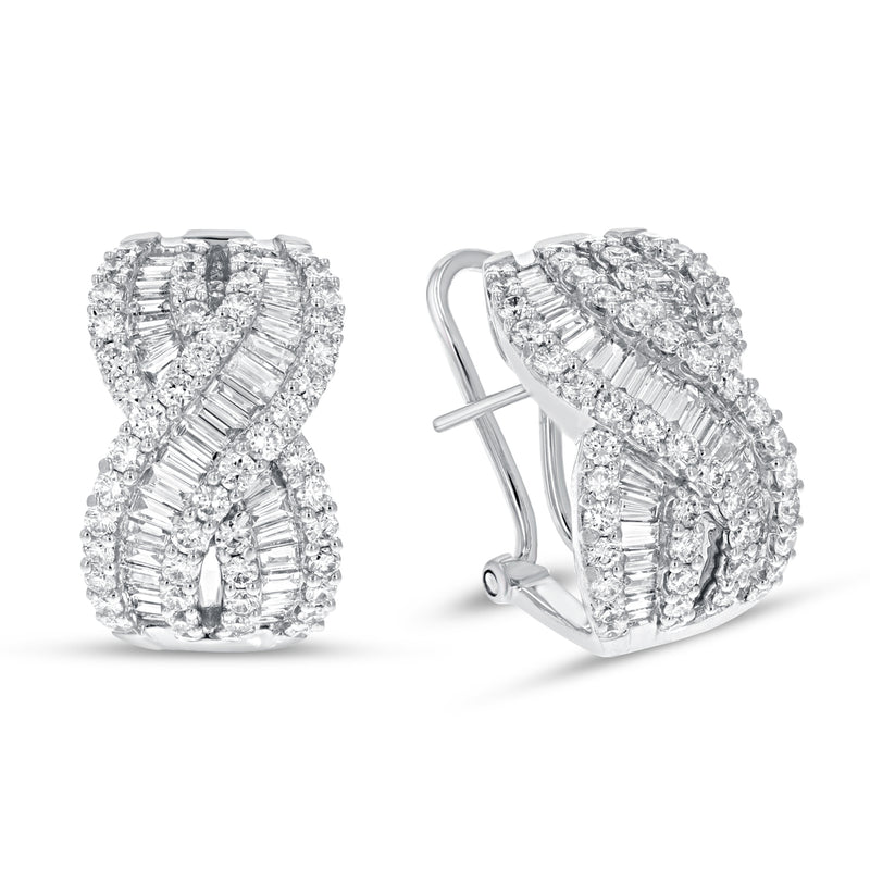 Diamond Twist Omega Back Earrings - R&R Jewelers 