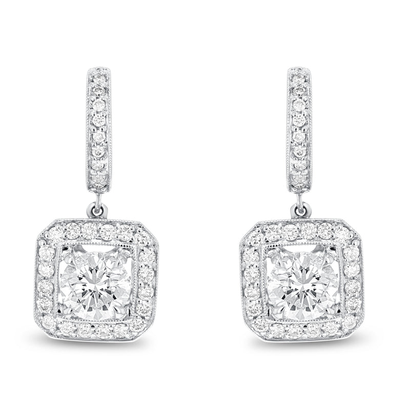 Milgrain Diamond Drop Earrings - R&R Jewelers 