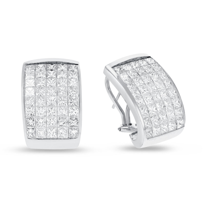 Invisible Set Diamond Lever Back Earrings - R&R Jewelers 
