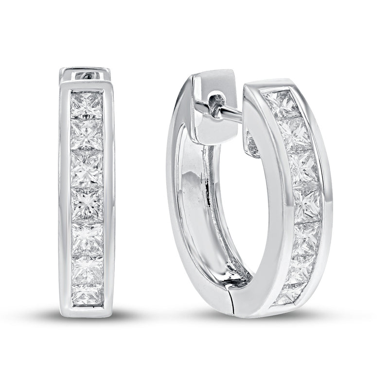 Channel Set Diamond Hoop Earrings - R&R Jewelers 