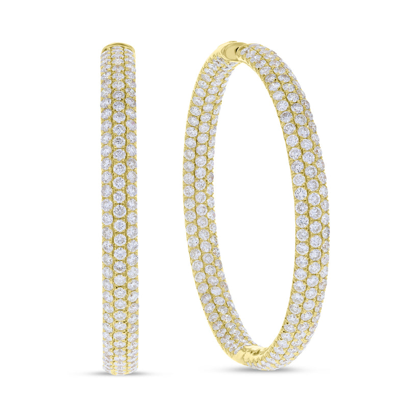 Inside Out Three Row Diamond Hoop Earrings - R&R Jewelers 