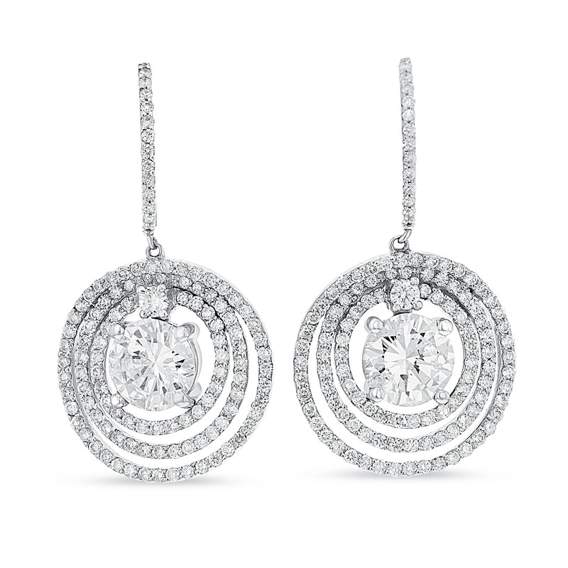 Diamond Circle Drop Earrings - R&R Jewelers 