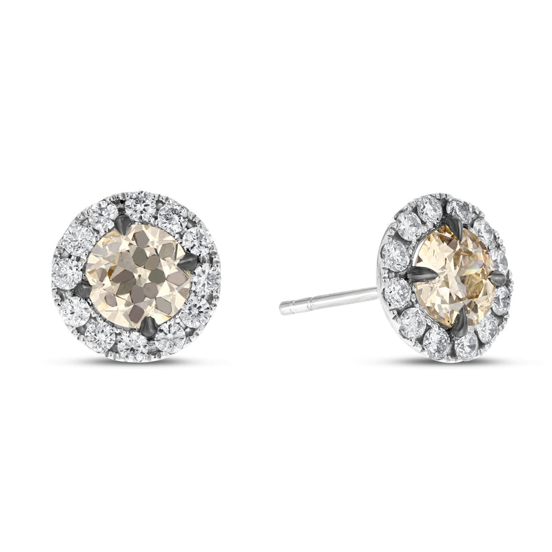 Champagne Diamond Stud Earrings - R&R Jewelers 