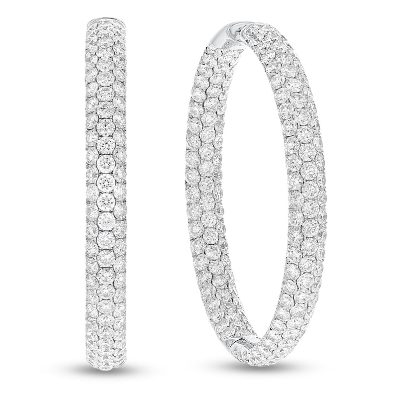Three Row Inside Out Diamond Hoop Earrings - R&R Jewelers 