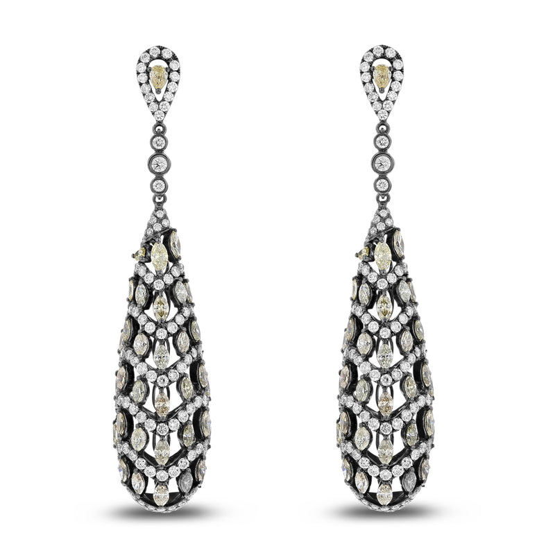Black Rhodium Diamond Drop Earrings - R&R Jewelers 
