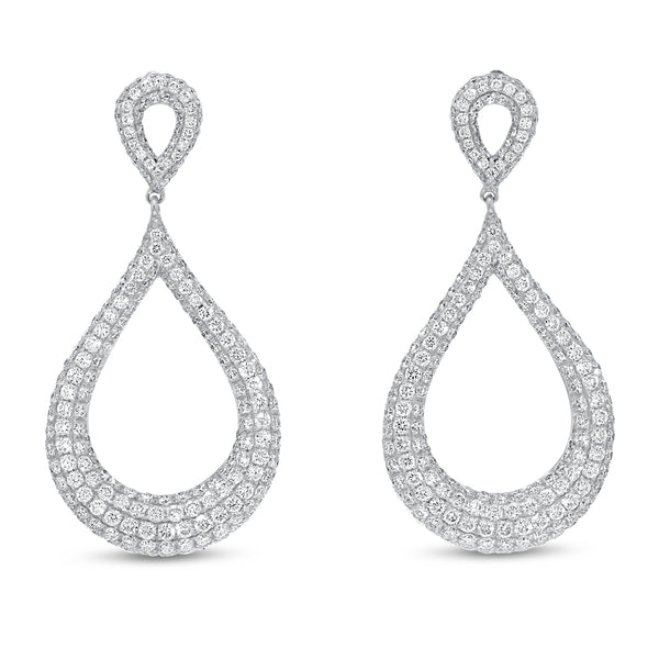 Diamond Pavé Tear Drop Earrings - R&R Jewelers 