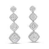 Diamond Cluster Drop Earrings - R&R Jewelers 