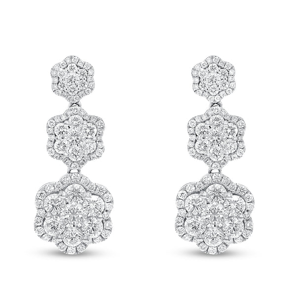Diamond Cluster Drop Earrings - R&R Jewelers 