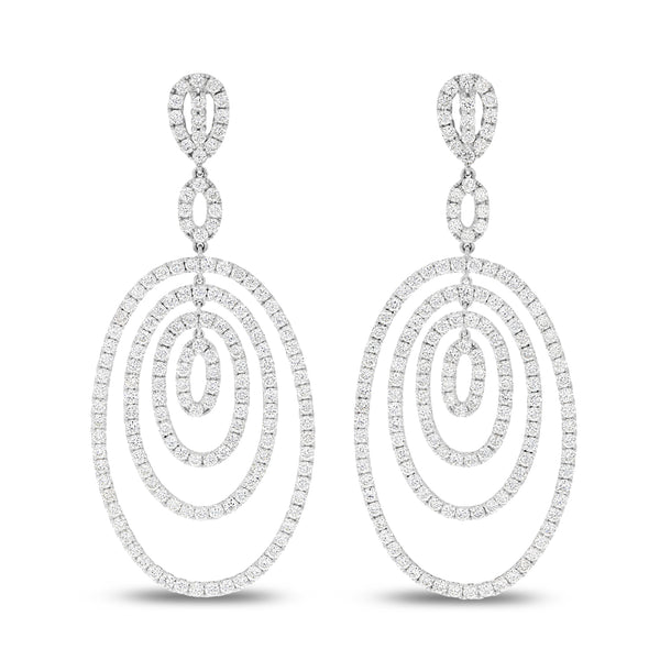 Diamond Oval Drop Earrings - R&R Jewelers 