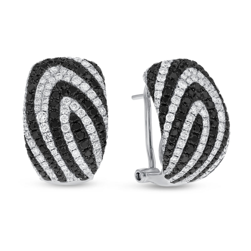 Black and White Diamond Swirl Lever Back Earrings - R&R Jewelers 