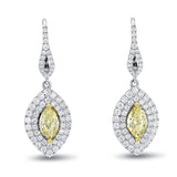 Yellow Diamond Pear Shape Drop Earrings - R&R Jewelers 