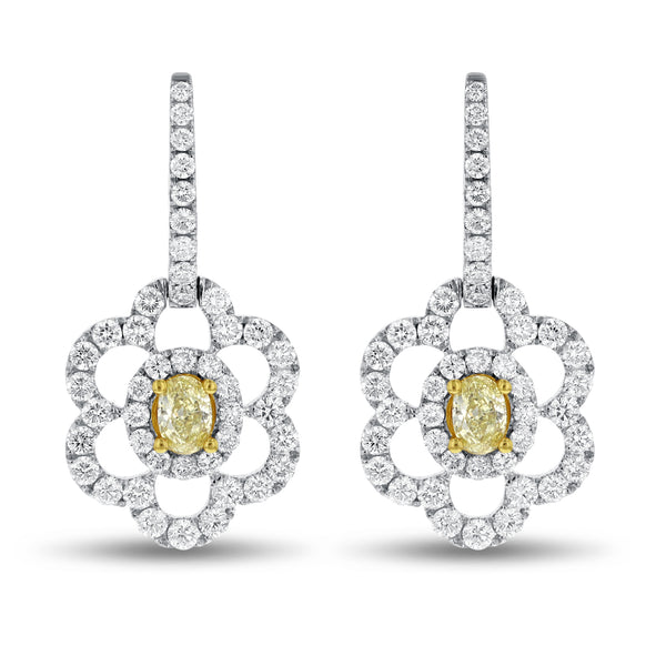 Yellow Diamond Floral Drop earrings - R&R Jewelers 