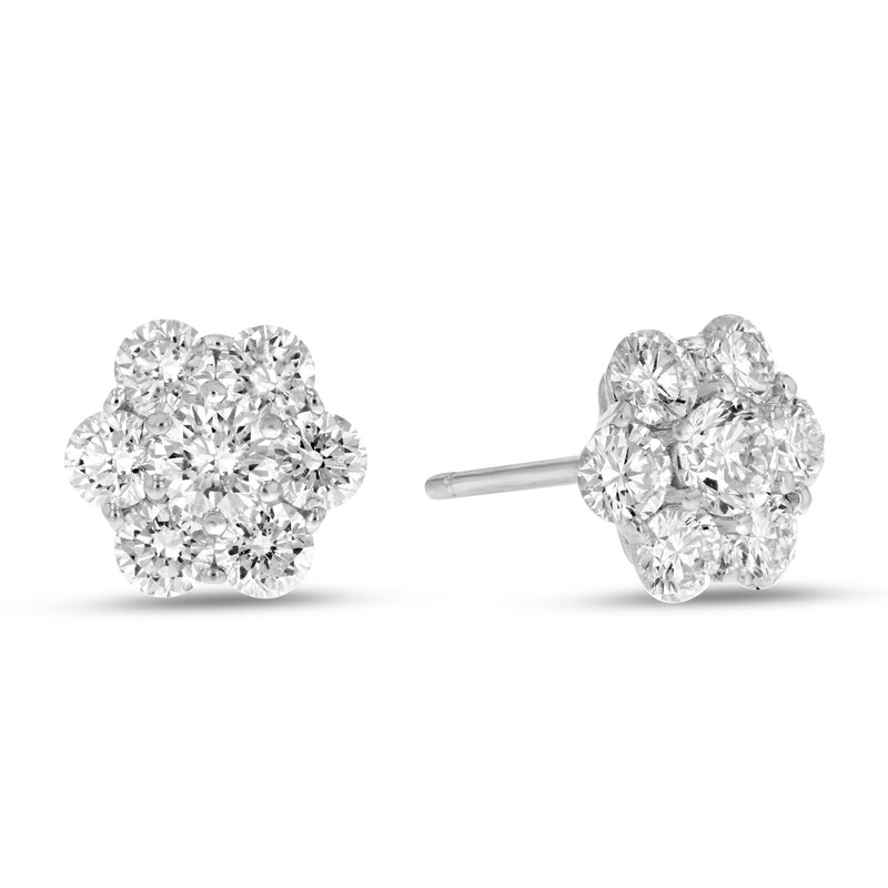 Diamond Cluster Earrings - R&R Jewelers 