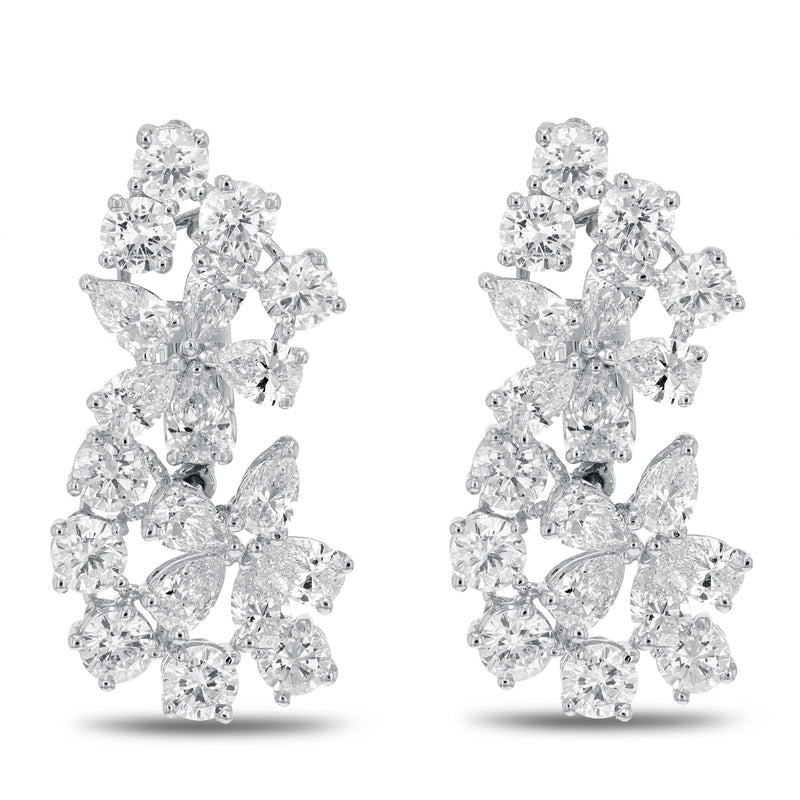 Fancy Shape Diamond Omega Back Earrings - R&R Jewelers 
