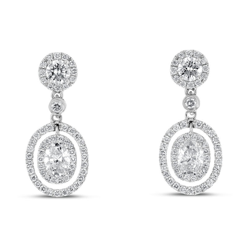 Oval Diamond Drop Earrings - R&R Jewelers 